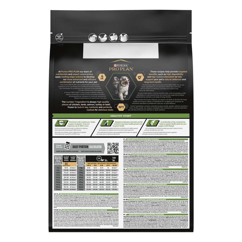 Pro Plan Medium Puppy Healthy Start Dry Dog Food with Chicken 3Kg