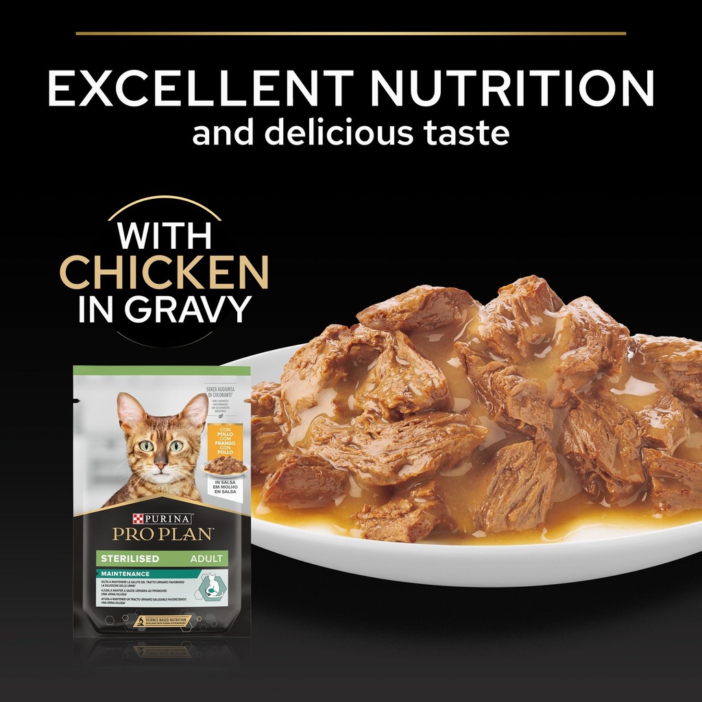 Pro Plan Sterilized Adult Renal Plus Wet Cat Food Pouch Chicken in Gravy 85g