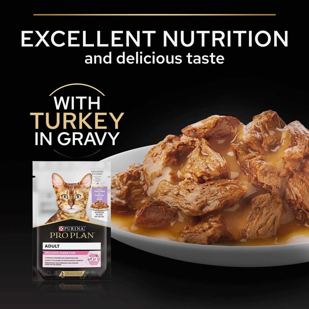Pro Plan Delicate Wet Cat Food in Gravy with Turkey 85g 