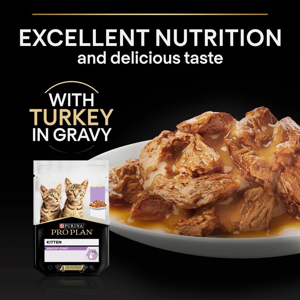 Pro Plan Kitten Healthy Start Wet Cat Food Pouch Turkey in Gravy 85g