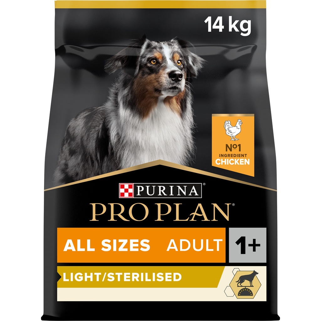 Pro Plan All Size Adult Light Sterilized Dry Dog Food with Chicken 14Kg