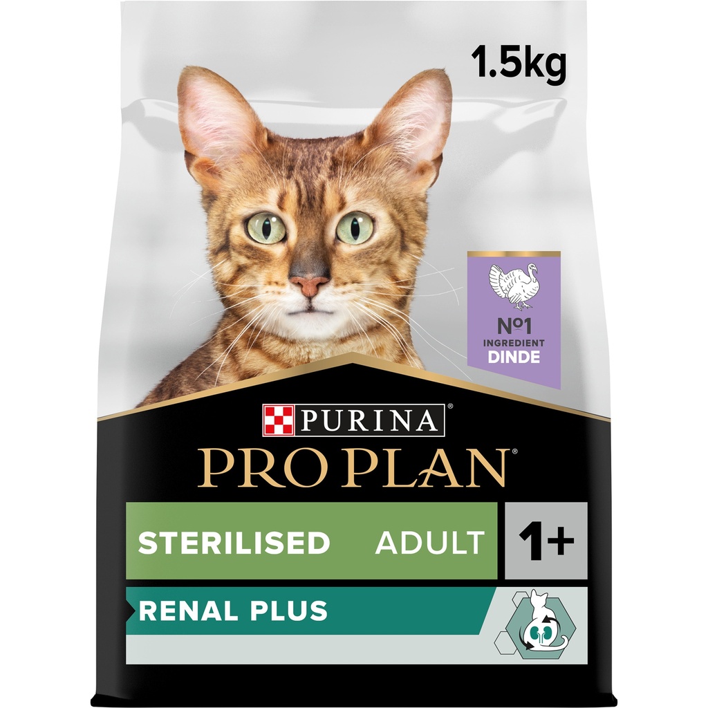Pro Plan Sterilized Adult Renal Plus Dry Cat Food with Turkey 1.5Kg