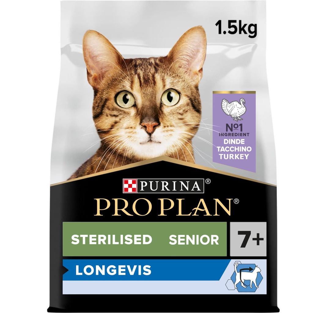 Pro Plan Sterilized Senior 7+ Longevis Dry Cat Food with Turkey 1.5Kg