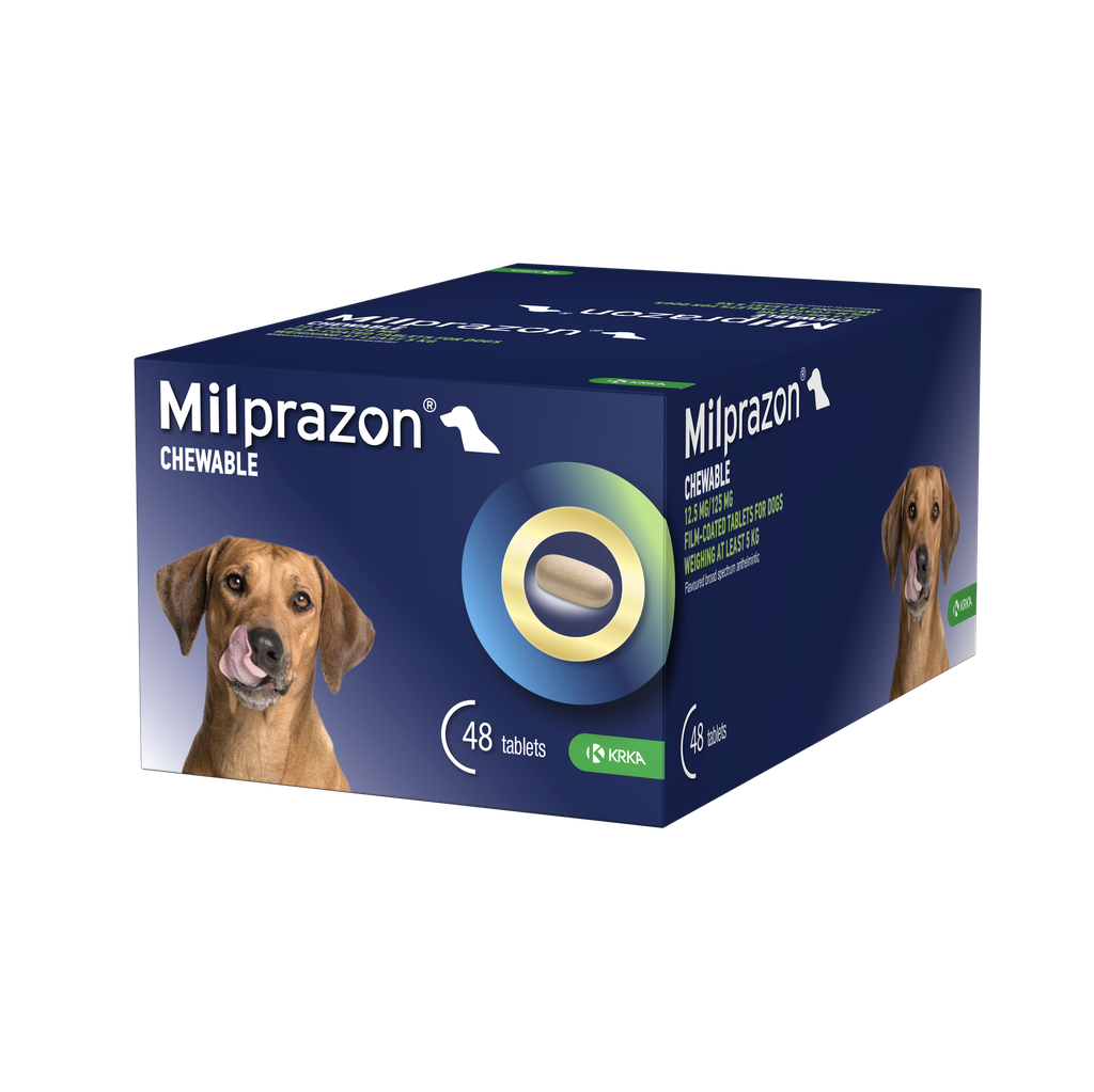 Milprazon® Chewable 12.5 mg/125 mg Film-Coated Tablets For Dogs (48 Tablets)