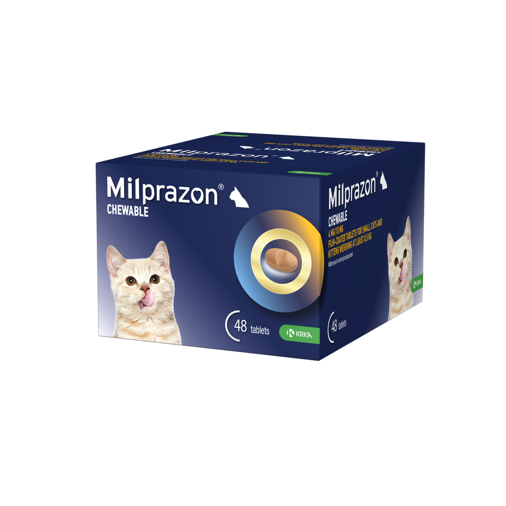 Milprazon® Chewable 4 mg/10 mg Film Coated Tablets For Small Cats & Kittens (48 Tablets)