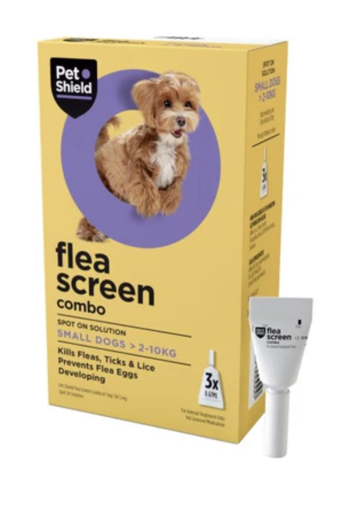 Pet Shield Flea Screen Combo 67 mg/ 60.3 mg, Spot On Solution For Small Dogs (Box of 3 pipettes)