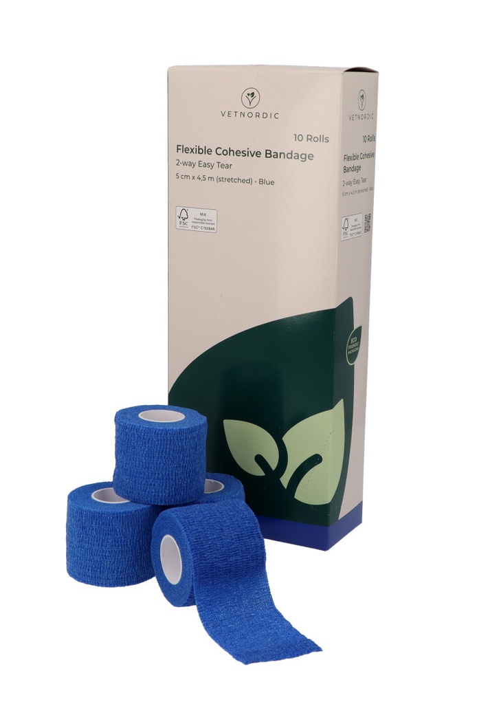 Flexible Cohesive Bandage, 2-way easy tear, blue, 5 cm x 4.5 m