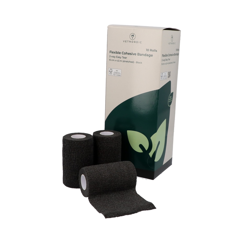 Flexible Cohesive Bandage, 2-way easy tear, black, 10 cm x 4.5 m