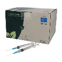 Disposable Syringe w/needle, centric, 3-comp, 2/3 ml,  0.6 x 25 mm, 23G x 1", blue